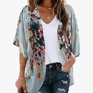 Floral Print Short Sleeve Kimono